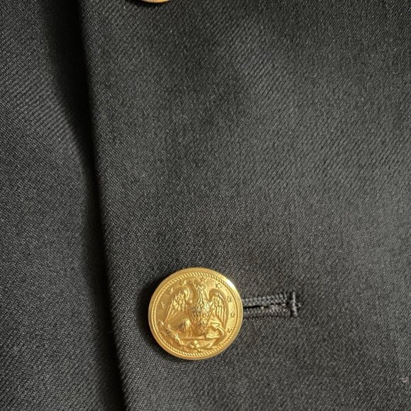 Vtg US Navy Military Enlisted Black Wool Peacoat Gold Buttons 37 R - Picture 3 of 9